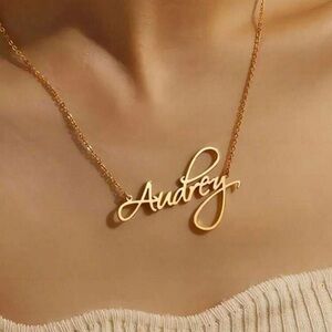 🆕 Personalized Custom Cursive Letter Pendent Necklace Stainless Steel Gold Name